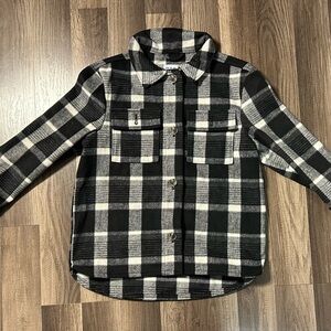 Old Navy Kids Plaid Button Down Shirt - Black and White